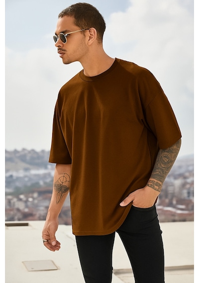 Oversize T-shirt Kahverengi
