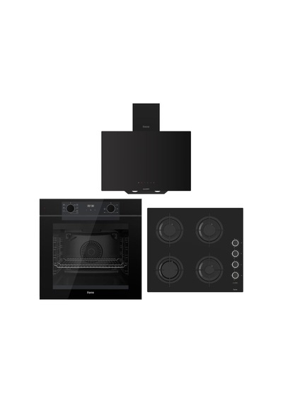 Ferre Artline D077-SA - Cs205-fa 60 CM - QEP63CS Fryart Siyah Ankastre Set
