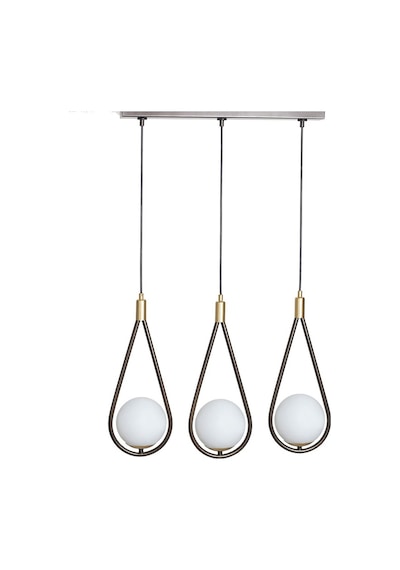 Luzarana Siena 3 Lü Sarı-Eskitme Metal Gövde Beyaz Camlı Tasarım Lüx... Çok Renkli