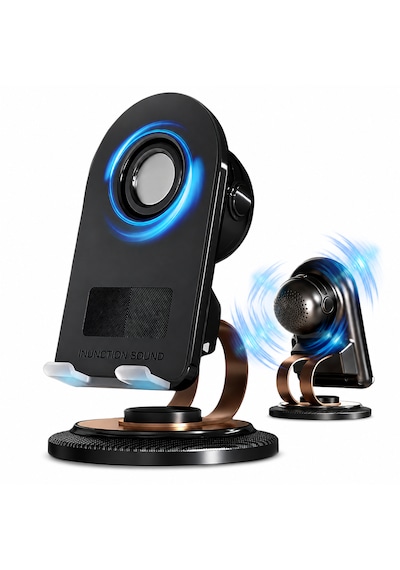 Bluetooth 5.3 Hoparlörlü & Bluetoothsuz Kullanımlı 360 Döner Telefon Tablet Tutucu Stand