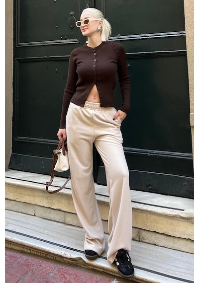 Madmext Bej Beli Lastikli Yüksek Bel İspanyol Paça Triko Eşofman Mg2211 Bej Madmext Bej Beli Lastikli Yüksek Bel İspanyol Paça Triko Eşofman Mg2211 Bej