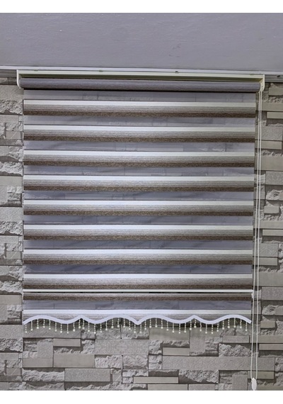 Kahve Krem Geçişli Zebra Perde Tüm Ölçülerde