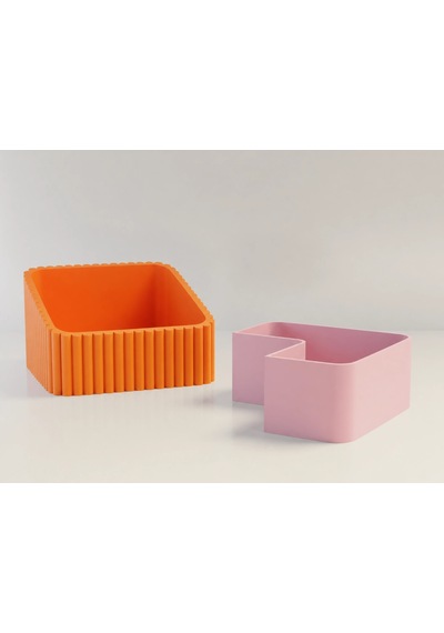 3d Baskı Fıstık Kasesi - Çift Hazneli Kabuk Ayırıcı Sunum Kasesi - Turuncu Pembe