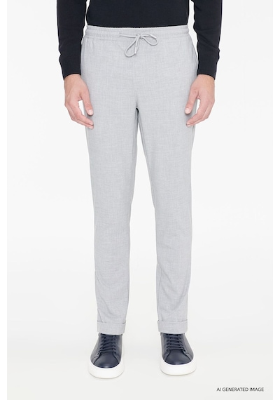 Ac&Co / Altınyıldız Classics Slim Fit Dar Kesim Beli Bağlamalı Yan Cepli Erkek Pantolon - Gri