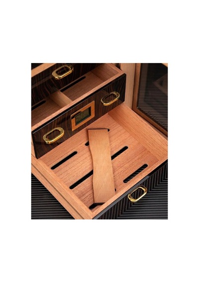 Premiumquality Arica 3 Çekmeceli Kahverengi Sedir Humidor Puro Kutusu - Tr9645