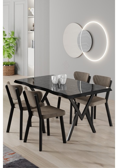 Canisa Akort Serisi Mdf Sabit 80x130 Siyah Mermer Desen Mutfak Masası Takımı 4 Cappucino Sandalye Masa Siyah Mermer Cappucino Sandalye Canisa Akort Serisi Mdf Sabit 80x130 Siyah Mermer Desen Mutfak Masası Takımı 4 Cappucino Sandalye Masa Siyah Mermer Cappucino Sandalye