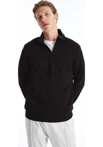 Lcwaıkıkı Classic Siyah Dik Yaka Uzun Kollu Erkek Kalın Sweatshirt