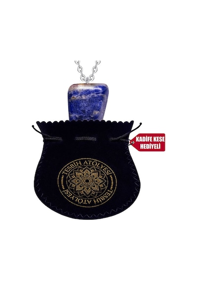 Erilsa Sertifikalı Ham Doğal Işlenmemiş Lapis Lazuli Taşı Kolye Çok Renkli