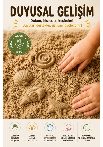 5 Kg Oyun Kumu Şekil Alabilen Yumuşak Dokulu Eğitici Aktivite Kumu Çocuk Oyun Kumu Bej