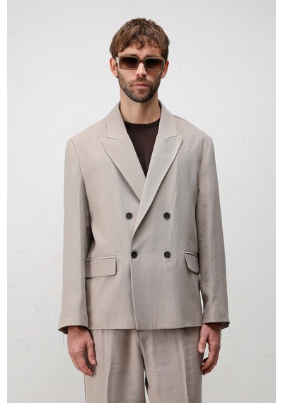 Antioch Modal Karışımlı Relaxed Fit Erkek Blazer Ceket Bej