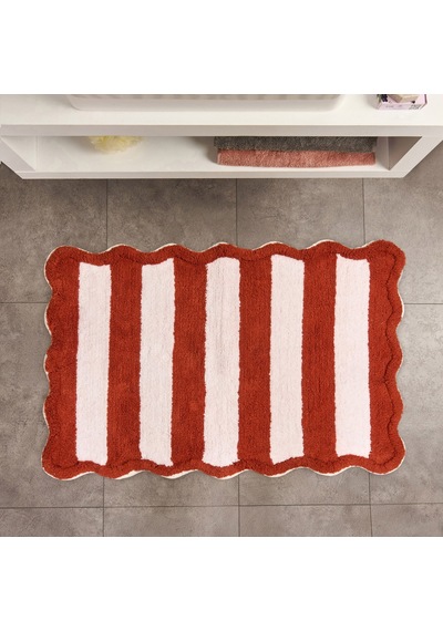 Soft Tufting Line Banyo Paspası - Ekru / Kiremit - 60x90 Cm Çok Renkli