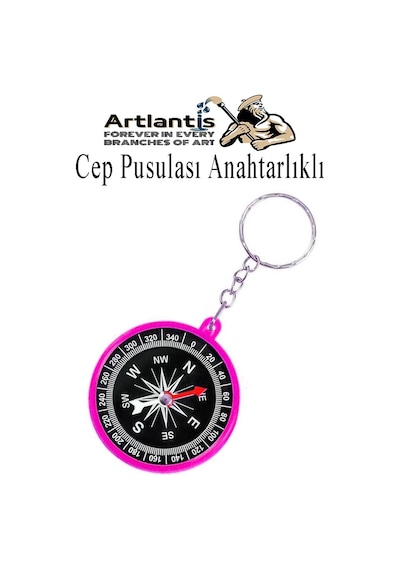 Pusula Anahtarlık Renkli 1 Adet Küçük Pusula Okul Deney Gezi Cep Pusulası Manyetik Pusula Plastik Öğrenci Pembe