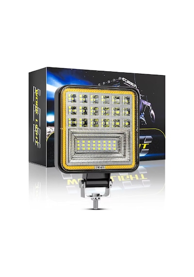 126w 12-24 Volt Kare Sis Farı Drl Sarı Oto Çalışma Lambası Atv Kamyon Tır Traktör Offroad