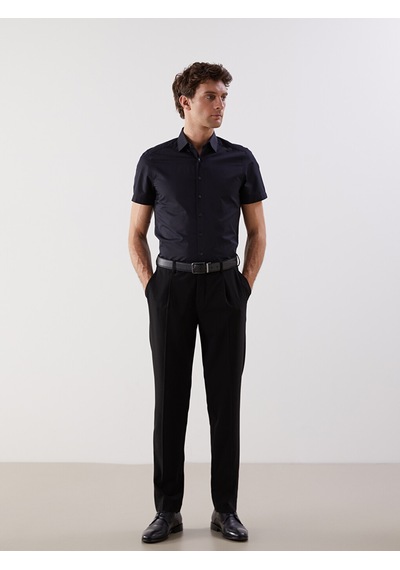 Lcw Busıness Siyah Slim Fit Kısa Kollu Gabardin Erkek Gömlek