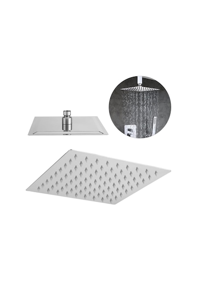 25x25 Cm 304 Paslanmaz Çelik Tepe Duşu Geniş Kare Duş Başlığı, Sabit Tepe Duş Başlığı, Handshower Uyuml