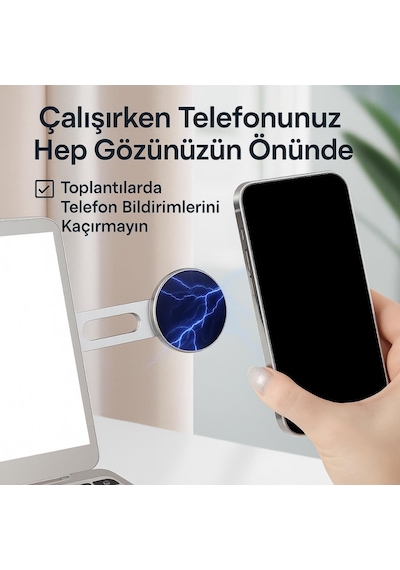 Coofbe Yapışkanlı Magsafe Uyumlu Laptop Telefon Tutucu Araç Ekran Arkası Telefon Tutucu Monitör Tutucu Siyah