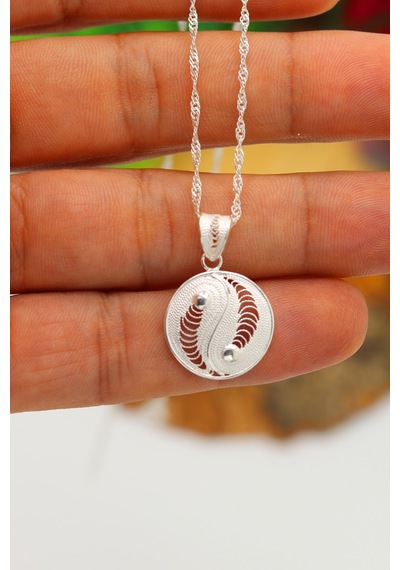 Ying Yang Model Telkari 925 Ayar Gümüş Kolye 201022138