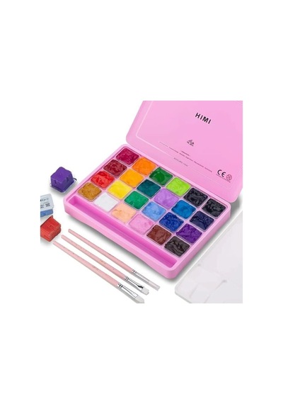 Himi Jelly Cup Gouache Set 24 Colours Guache +3 Brushe Çoklu