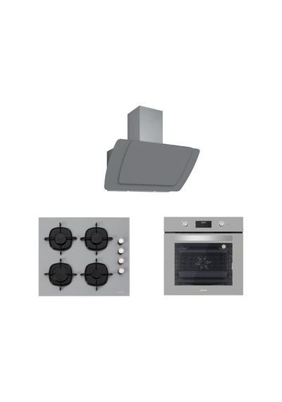 Silverline BO6502S02 - CS5335S01 - 3373 Misto 60 Gri Cam Ankastre Set