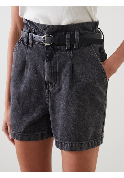 Lcw Jeans Gri Beli Kemerli Kadın Jean Şort