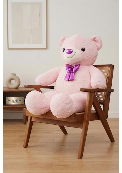 Büyük Papyonlu Pembe Ayı 110 Cm Sevimli Konforlu: Peluş Uyku Yastığı Ve Sarılma Arkadaşı Dekoratif Oyuncak