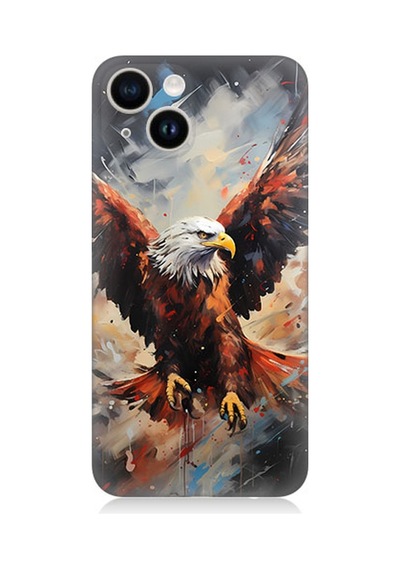 Apple Uyumlu iPhone 13 Silikon Kılıf Beyaz Başlı Siyah Kartal