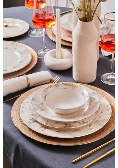 Karaca  Forever Bone Marble 24 Parça 6 Kişilik Yemek Takımı