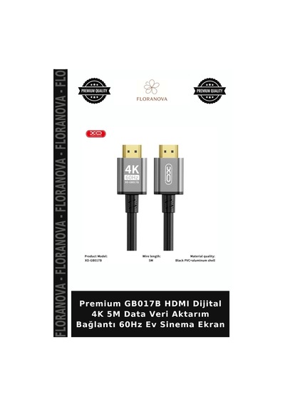 Premium Gb017b Hdmı Dijital 4k 5m Data Veri Aktarım Bağlantı 60hz Ev Sinema Ekran