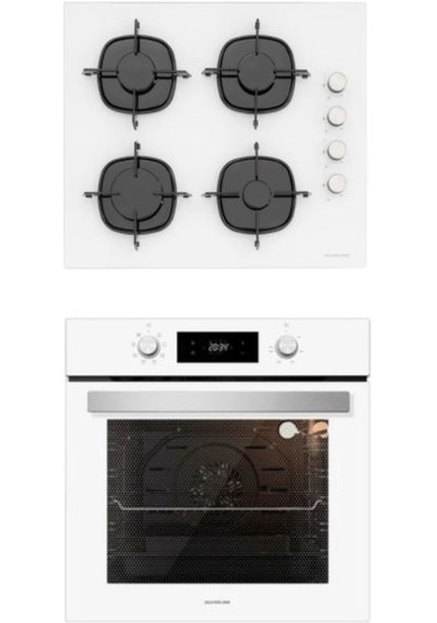 Silverline BO6504W01 - CS5335W01 Beyaz Cam Ankastre Set