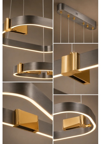 2'li Modern Premium 3 Renkli Ledli Sarkıt Avizesi Platin Salon Mutfak Oturma Odası Modelleri 224w Diğer