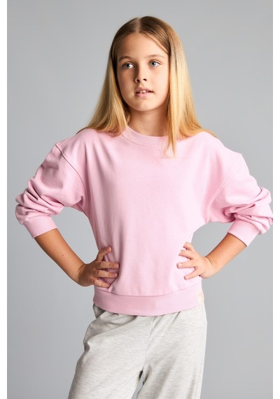 Defacto Relax Fıt Bisiklet Yaka Basic Sweatshirt Kız Çocuk E6842a826aupn693 Pembe-pn693