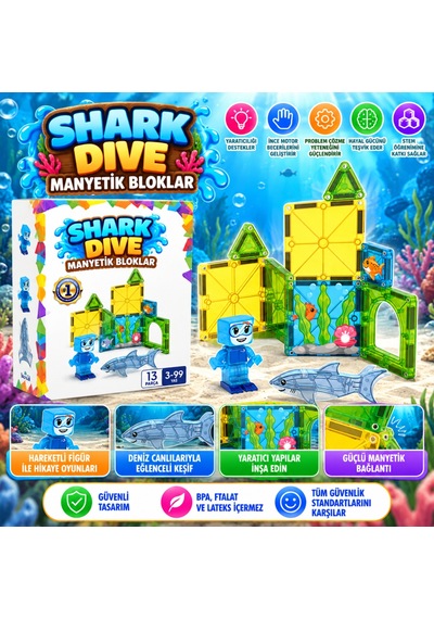 Shark Dive Manyetik Bloklar 13 Parça