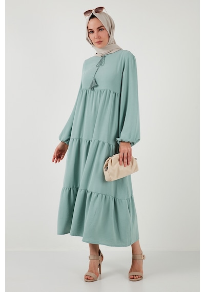 Lela Modest Regular Fit Dik Yaka Uzun Bayan Elbise 611El545 Mint Lela Modest Regular Fit Dik Yaka Uzun Bayan Elbise 611El545 Mint