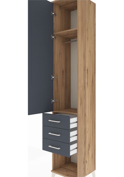 Hyperion Dolap 2 Raflı 3 Çekmeceli Tek Askılı 44x44x243 Çam-antrasit Atlas Çam Hyperion Dolap 2 Raflı 3 Çekmeceli Tek Askılı 44x44x243 Çam-antrasit Atlas Çam