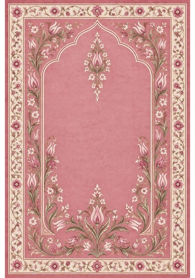 Pembe Lale Desenli Seccade - Çeyizlik Ve Hediyelik Seccade Namazlık