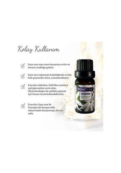 Point Care Yasemin Mum Esansı 10ml , Mum Koku Soya Wax Esansı