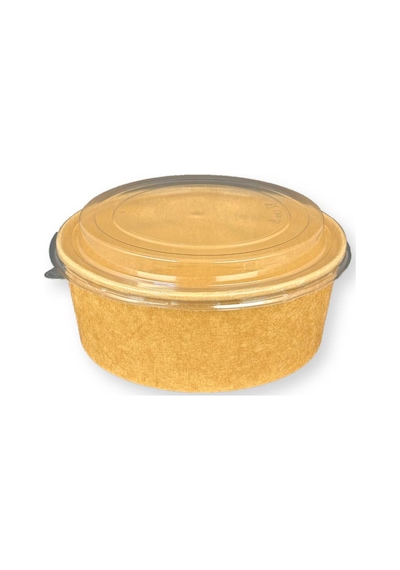 50 Adet Kraft Karton Salata Kasesi Kapaklı 1300cc