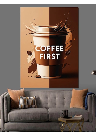 Ahşap Tablo Kahve Sıçraması Reklam Posteri