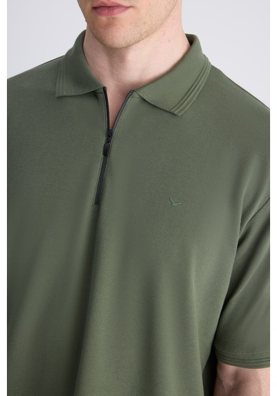 D's Damat Ds Damat Regular Fit Yeşil Pike Dokulu %100 Pamuklu T-shirt 4hc140211214m 401