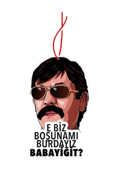 E Biz Boşuna Mı Buradayız  tasarımlı Ahşap Oto Dikiz Ayna Süsü