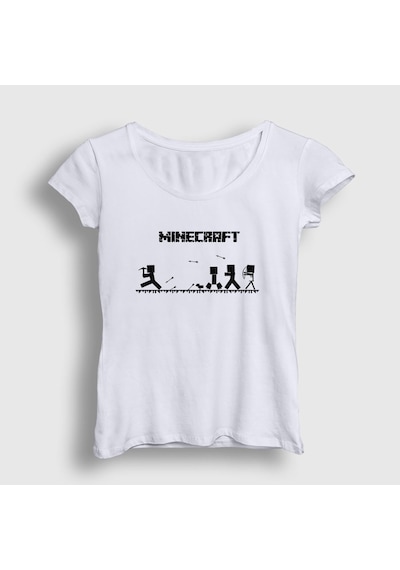 Presmono Kadın Arrows Minecraft T-shirt Beyaz