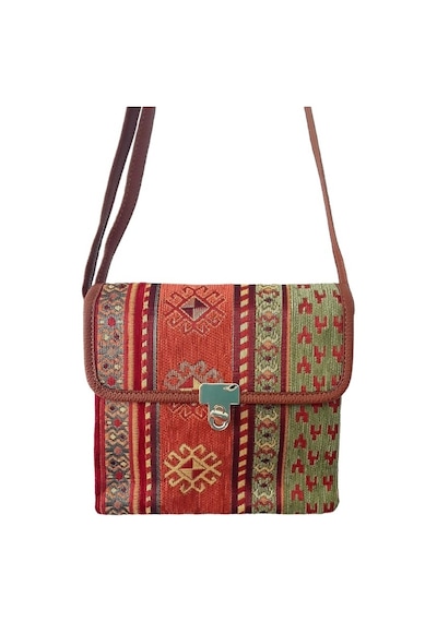 Otantik Kilim Desenli Omuz Çantası Antrasit