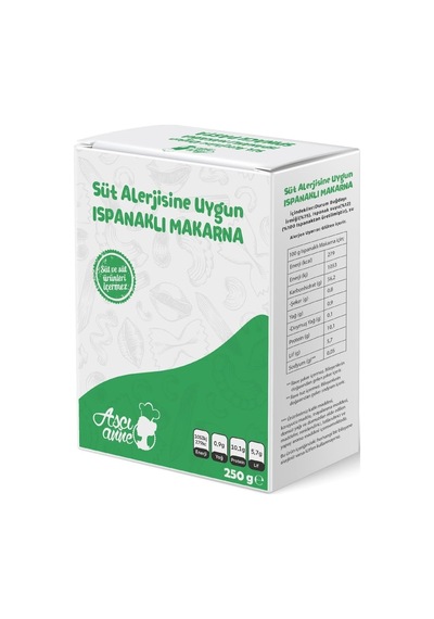 Aşçı Anne Süt Alerjik Ispanaklı Makarna Dirsek - 8+ Ay - 250g