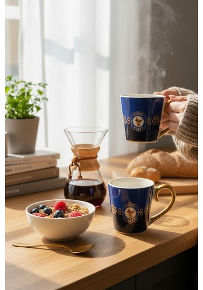 2 Li Lüks Blue Bird Kupa-5559 Çok Renkli