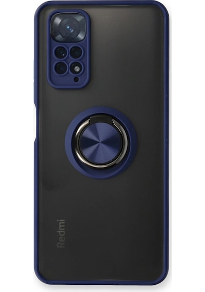 Xiaomi Redmi Note 11 Kılıf Montreal Yüzüklü Silikon Kapak - Lacivert Düz Renkli