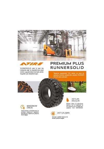 21x8-9 200/75-9 Runner Solid Segmanlı İz Bırakmayan Dolgu Forklift Lastiği