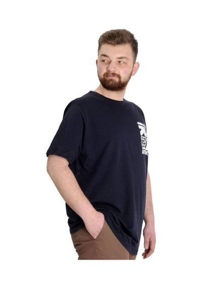 Mode Xl Büyük Beden Erkek T-Shirt Authentıc 23140 Lacivert 001