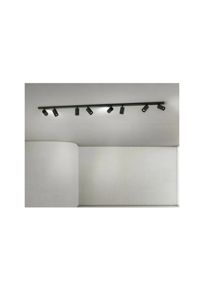 Modern Siyah Metal 150 Cm Gu10 Led Spot Avize Sekizli 8 Lihareketli Başlık Tasarruflu Tavan Avize Siyah