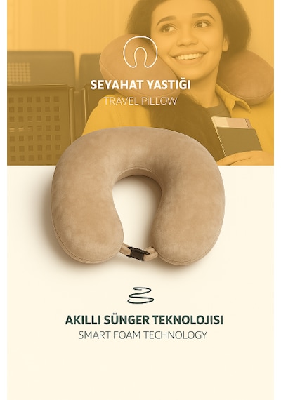 Armegeda Fransız Kadife Seyahat Yastıgı Nar Kırmızısı Yastık Bej