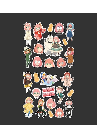 Anya 2 Li Sticker Set Spy X Family Parlak Sticker Hediye Etiket Çıkartmaları Anime Süsleme Yeşil